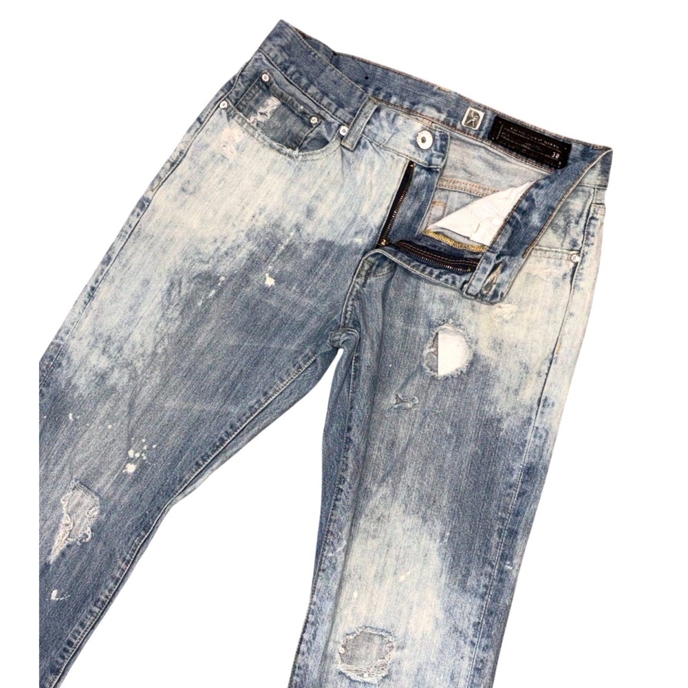 Marc Ecko Cut & Sew Jeans Mens 30 Blue Bleached Distressed‎ Paint Splatter Denim